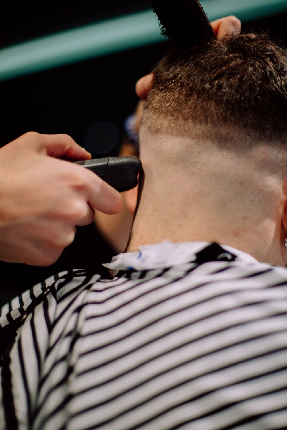 back view of man with neat low fade and neckline