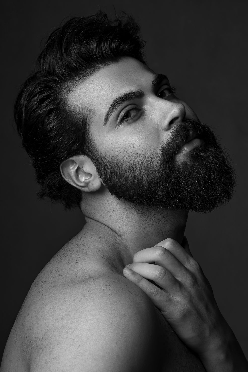 bearded man with sculpted quiff hairstyle
